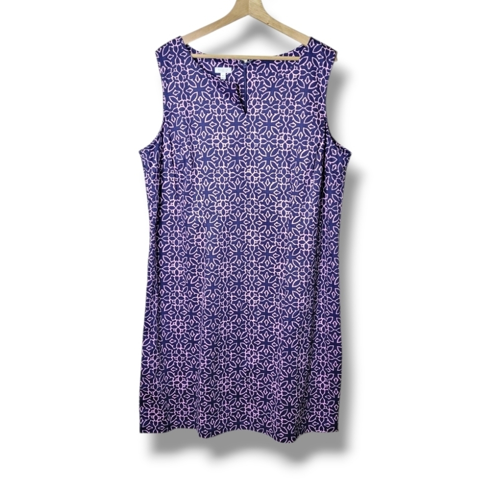 Talbots Sleeveless Pink & Blue Shift Dress Women's Size 18W NWT